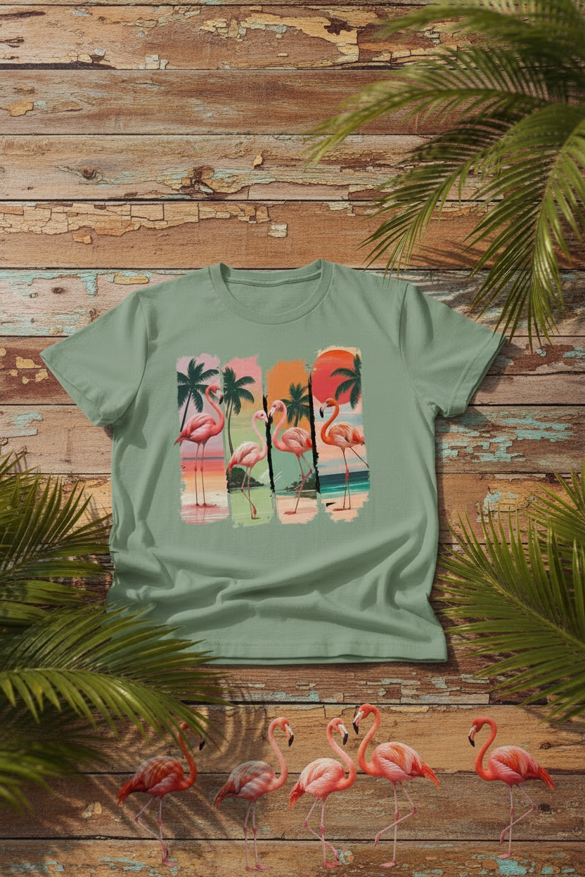 Flamingo T-Shirt Fondo Rústico
