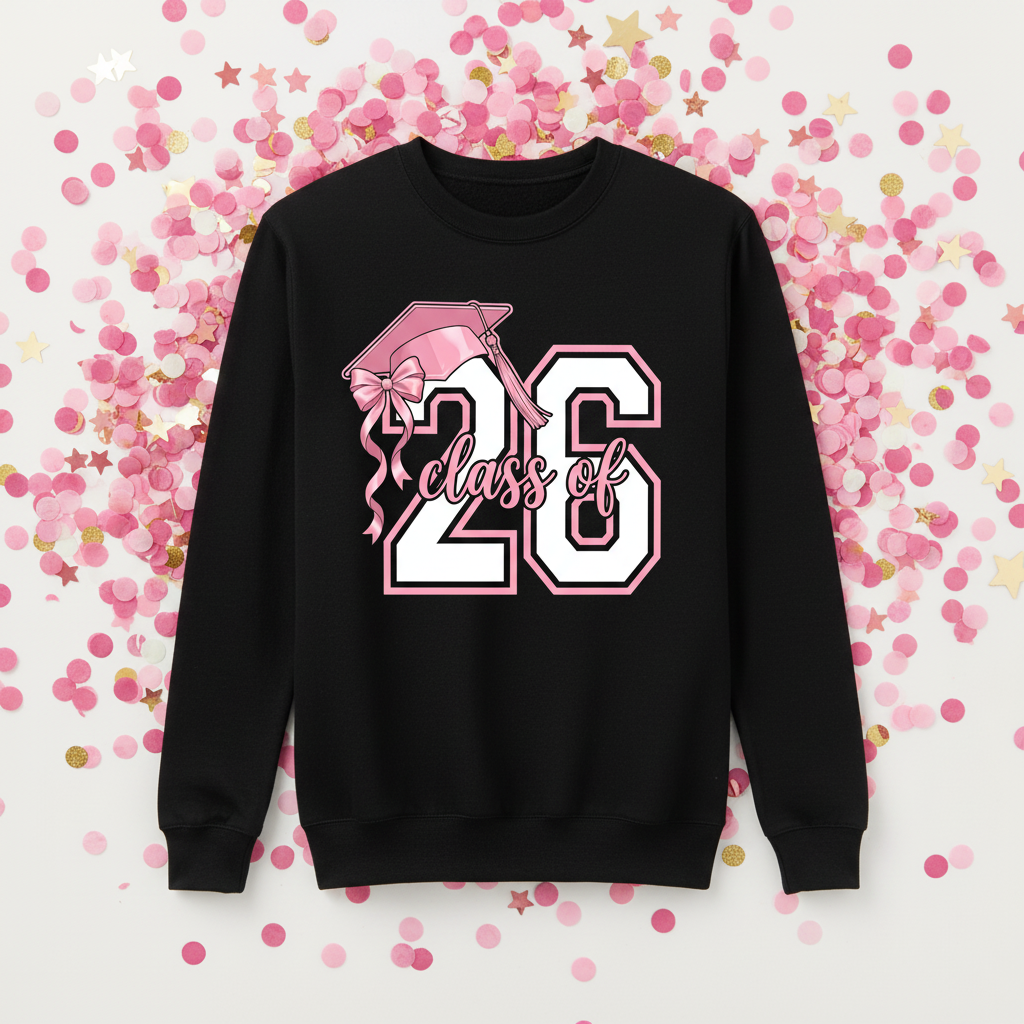 Class of 26 Black Sweatshirt with DTF Design