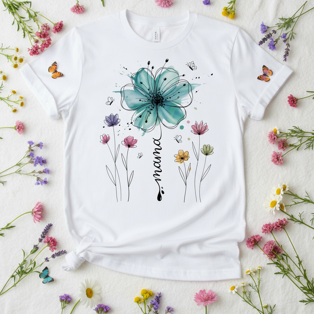 Mama Floral T-Shirt Mockup