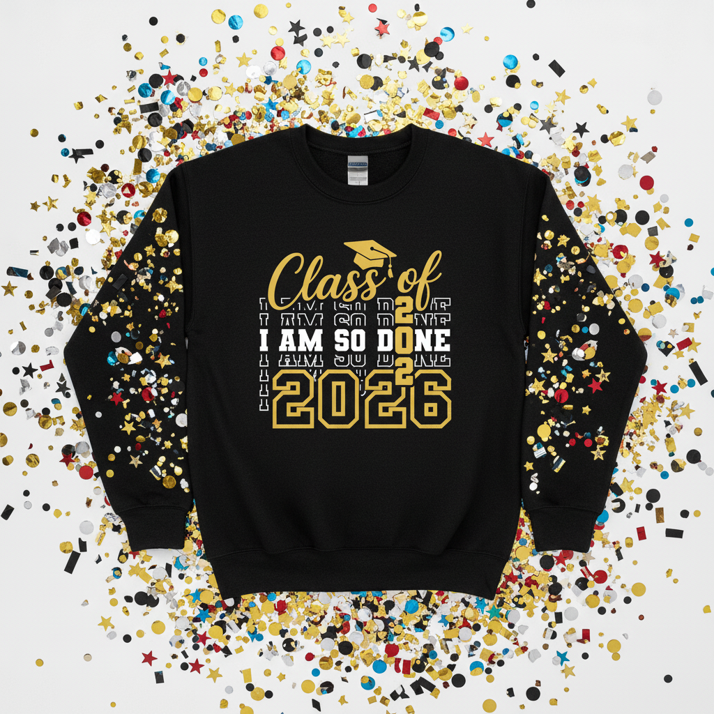Class of 2026 Gold Black Sweatshirt with DTF Design