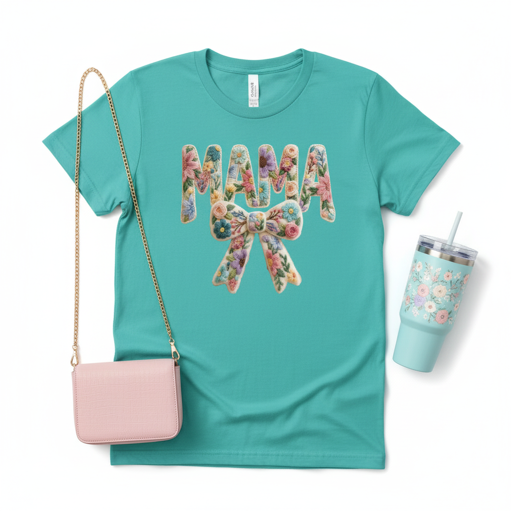 MAMA camiseta turquesa con accesorios