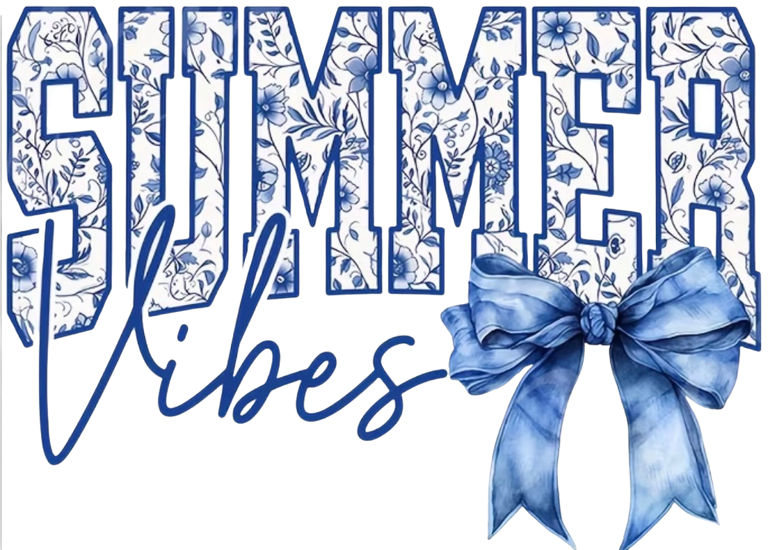 SUMMER VIBES FLORAL BOW- CLEAR FILM SCREEN PRINT