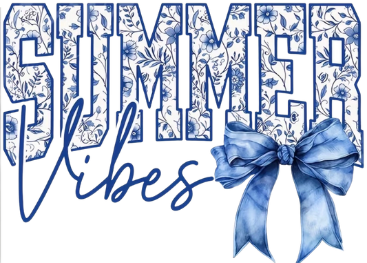 SUMMER VIBES FLORAL BOW- CLEAR FILM SCREEN PRINT