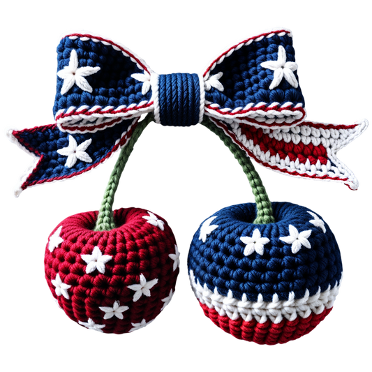 PATRIOTIC CHERRY BOW-CLEAR FILM SCREEN PRINT