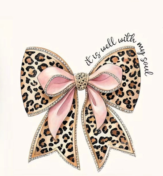 LEOPARD Patterned BOW- CLEAR FILM SCREEN PRINT