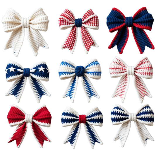 RED WHITE & BLUE BOWS-CLEAR FILM SCREEN PRINT