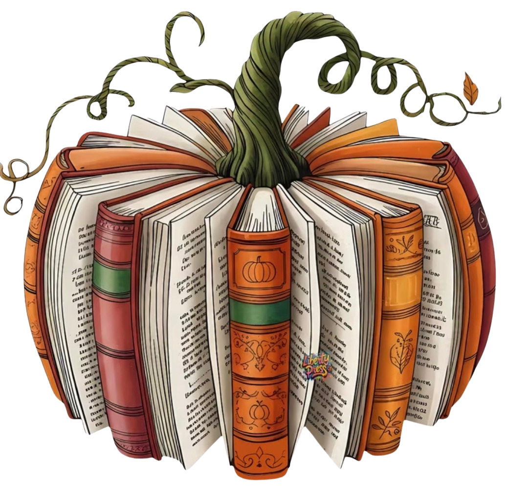 BOOK PUMPKIN- CLEAR FILM SCREEN PRINT