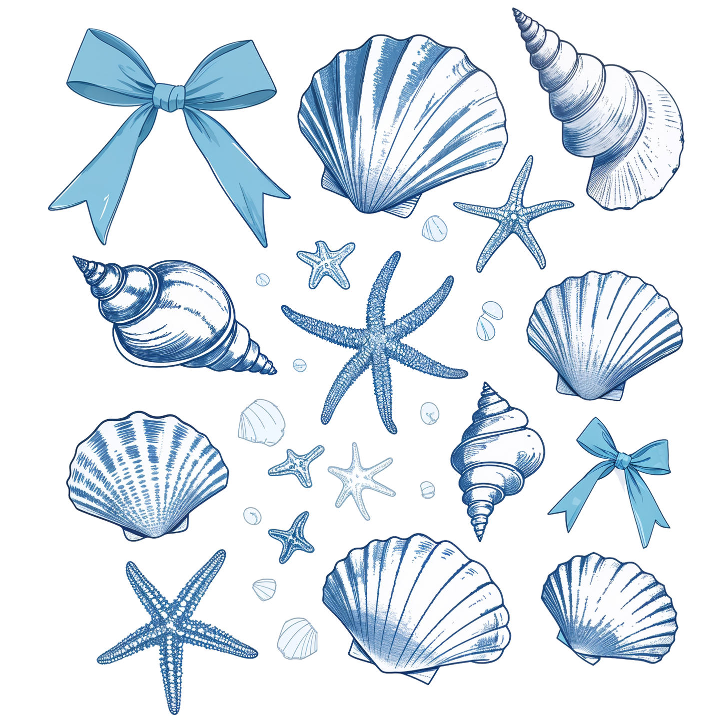 SEASHELLS & BOWS-CLEAR FILM SCREEN PRINT