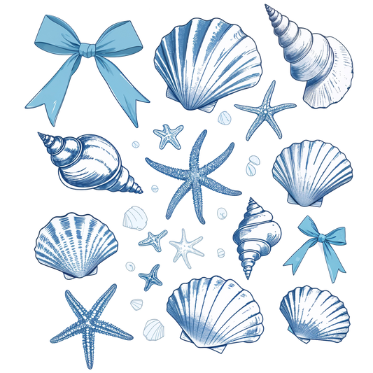 SEASHELLS & BOWS-CLEAR FILM SCREEN PRINT