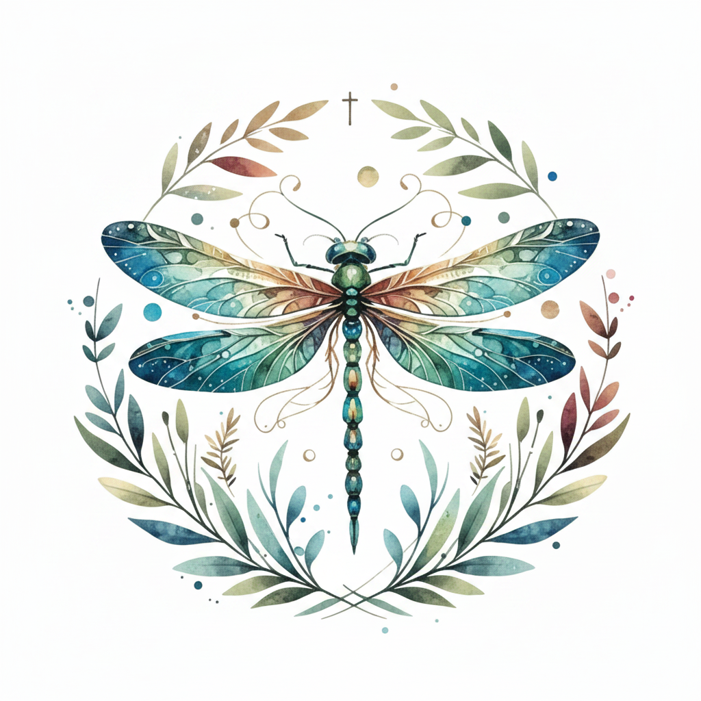 DTF Dragonfly Botanical - Fondo Blanco