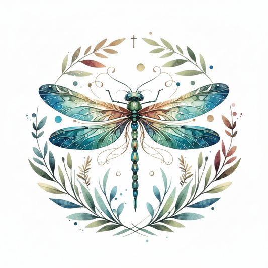 DTF Dragonfly Botanical - Fondo Blanco