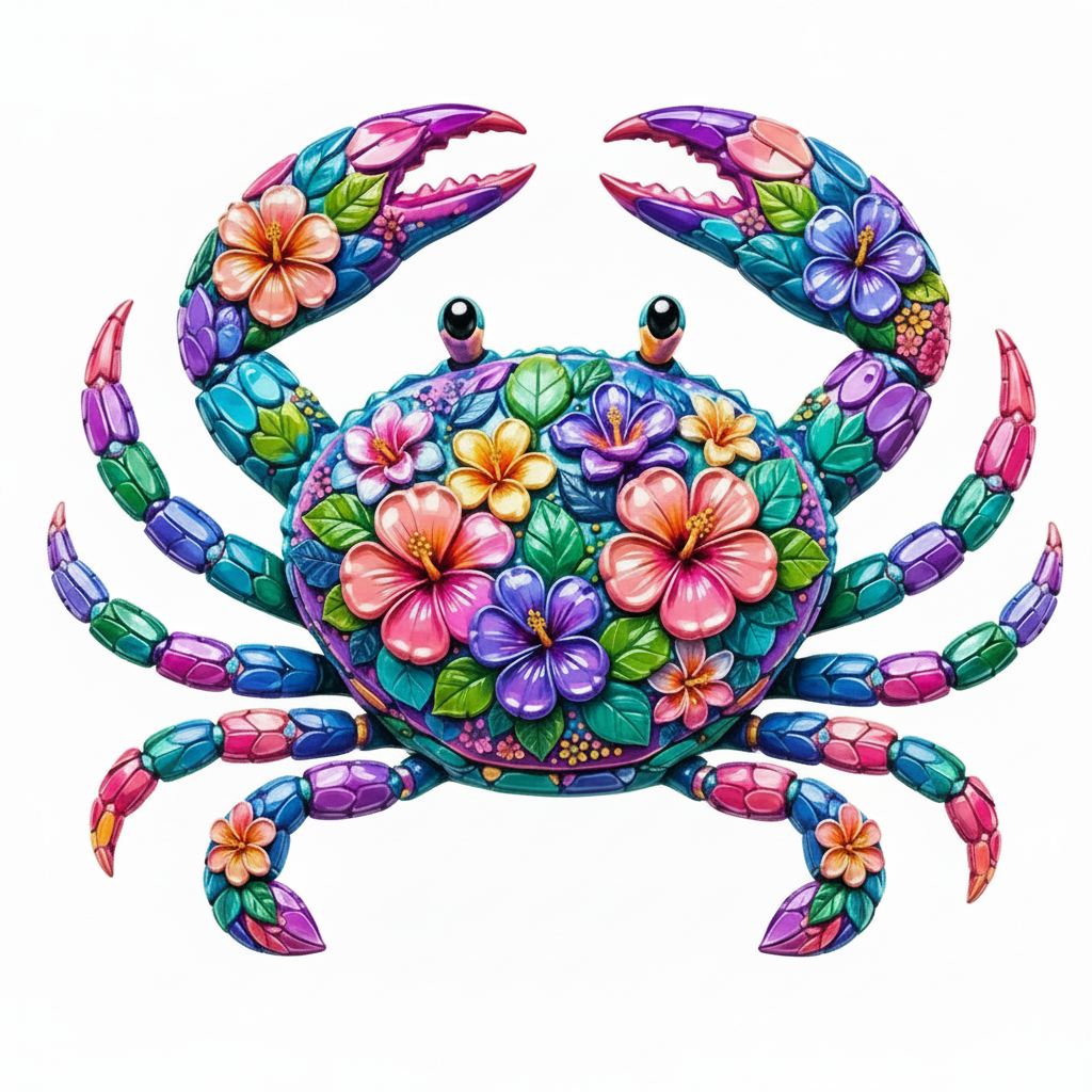 DTF Floral Crab - Nueva Paleta