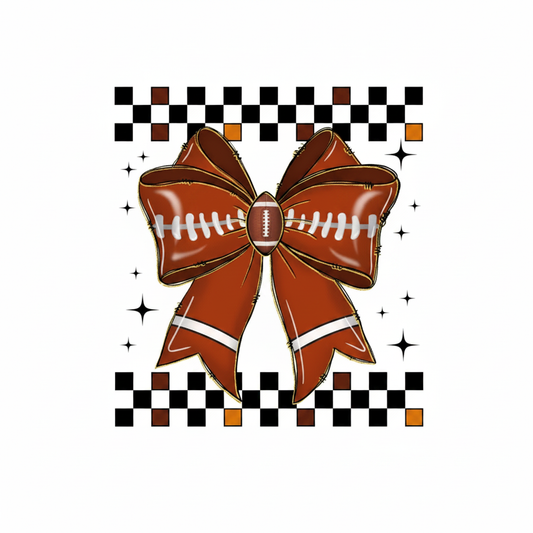 DTF Football Bow Checkerboard - Fondo Blanco