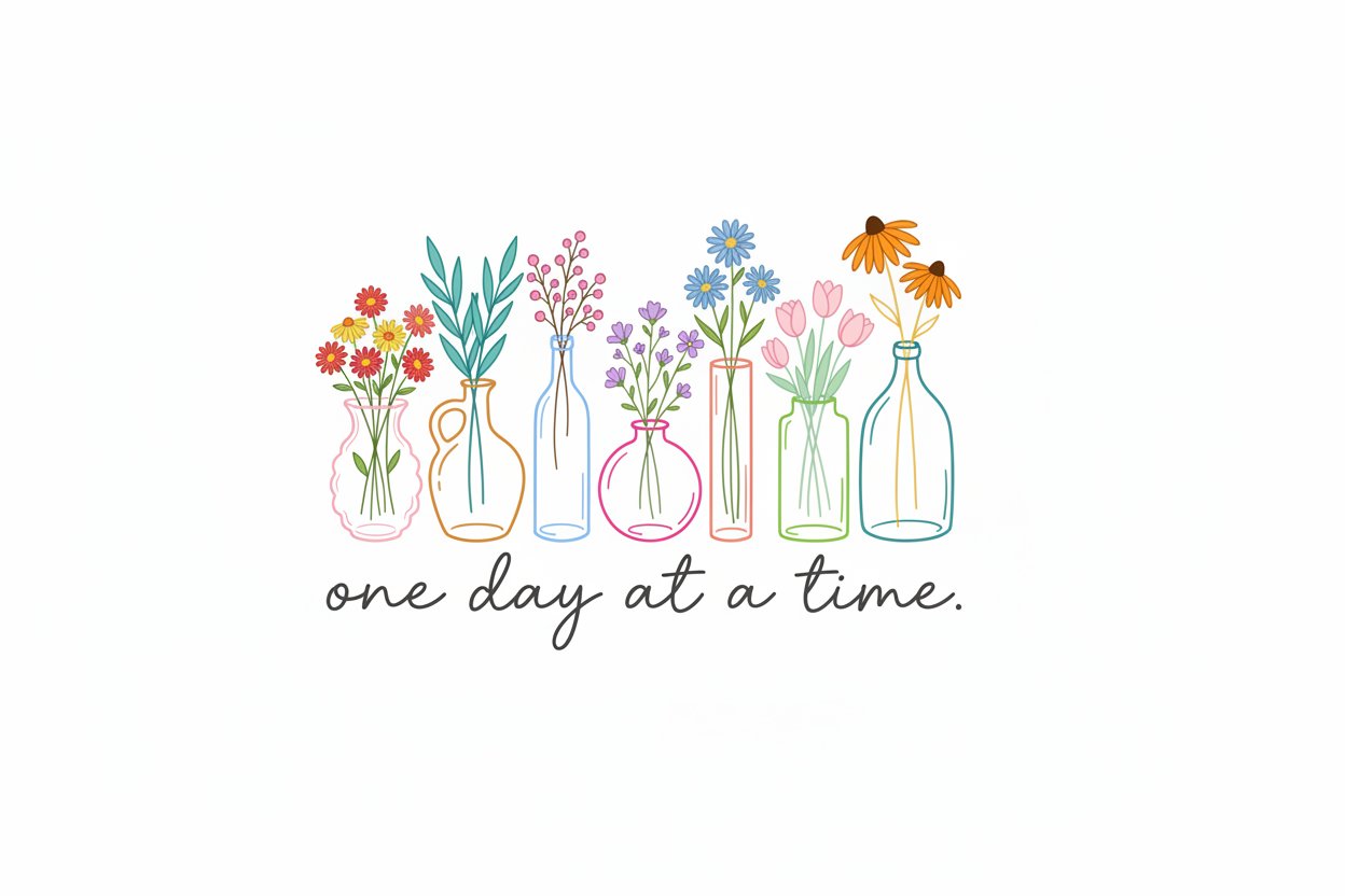 DTF One Day At A Time - Fondo Blanco