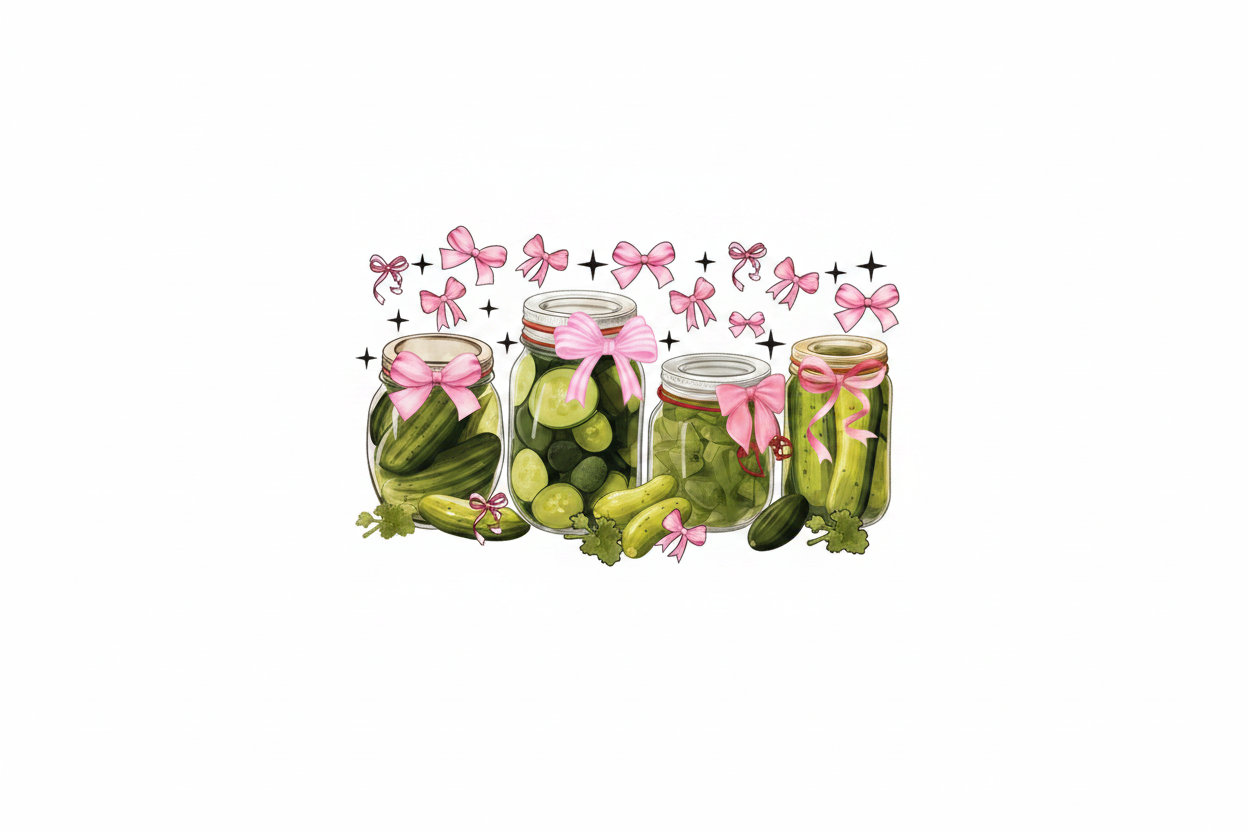 DTF Pickle Jars Coquette Bows - Fondo Blanco