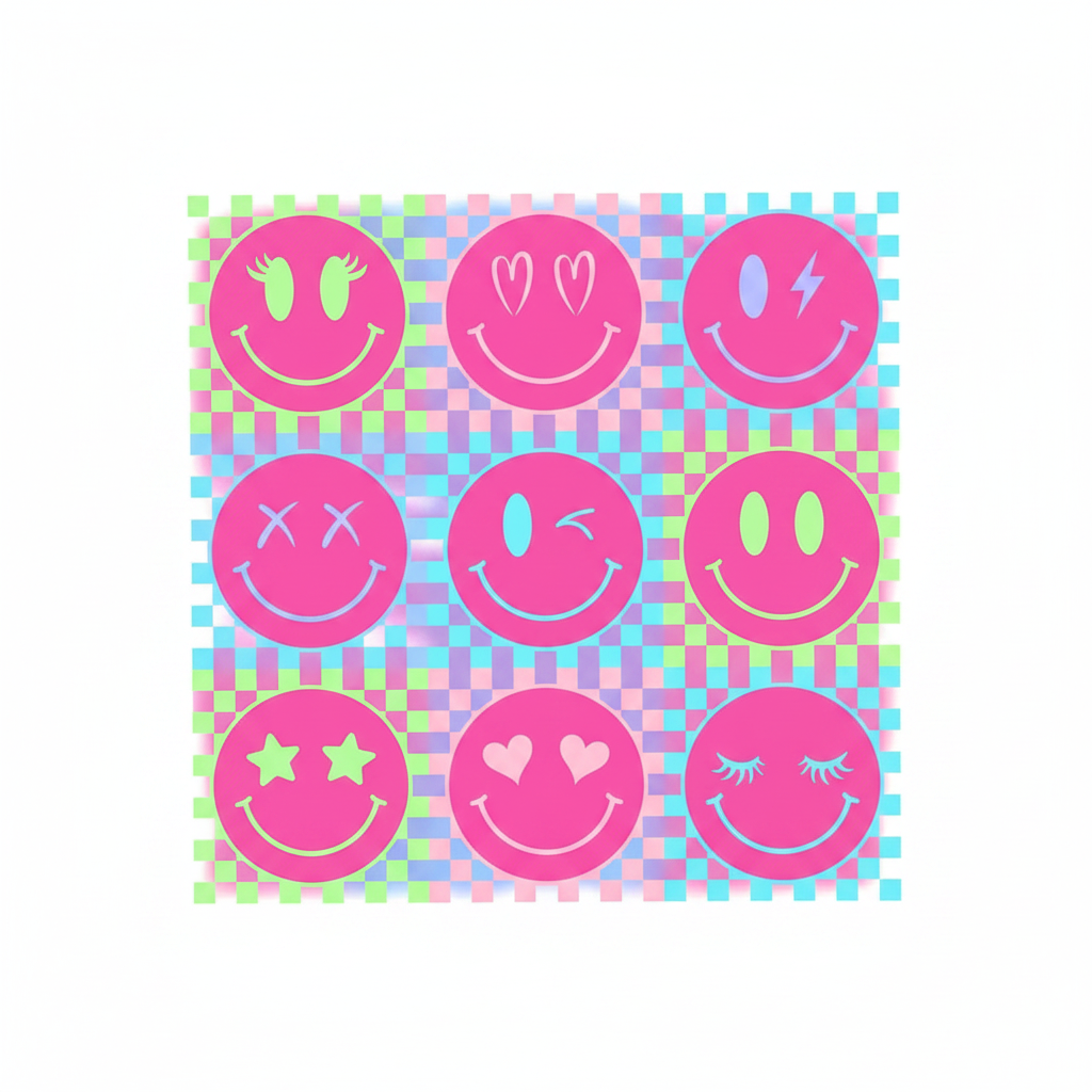 DTF - Smiley Faces Holográficas