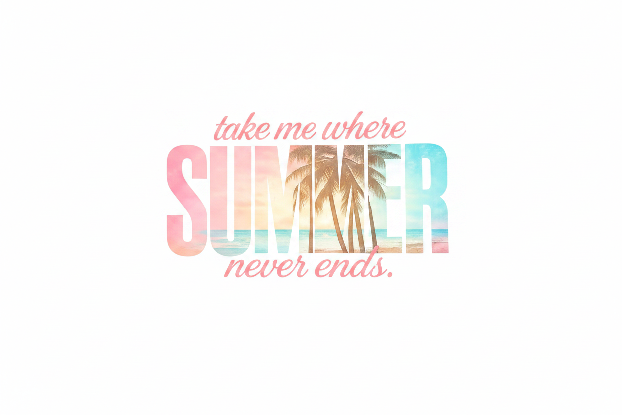 DTF Take Me Where Summer Never Ends - Fondo Blanco