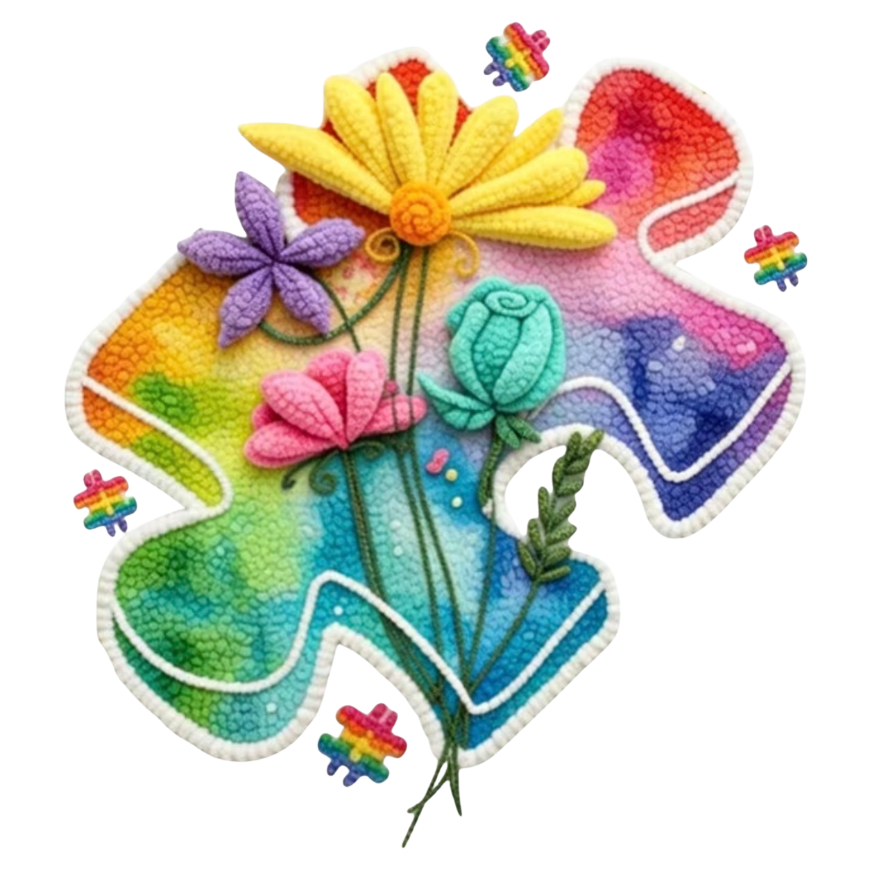 AUTISM AWARENESS PUZZLE FLORAL- CLEAR FILM SCREEN PRINT