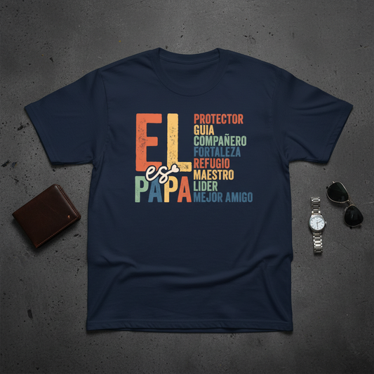 EL es PAPÁ Camiseta Navy Masculina