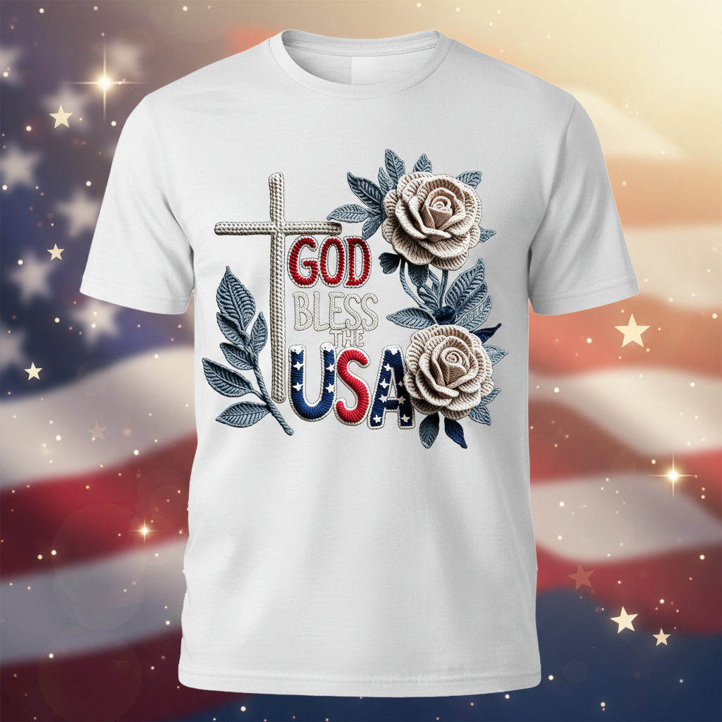 GOD BLESS THE USA CROCHET T-SHIRT