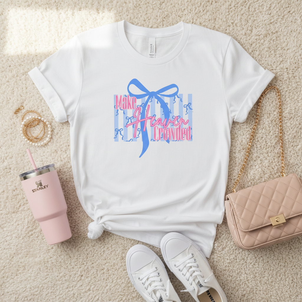 Make Heaven Crowded - Lifestyle flat lay with tumbler, bracelets, purse and sneakers