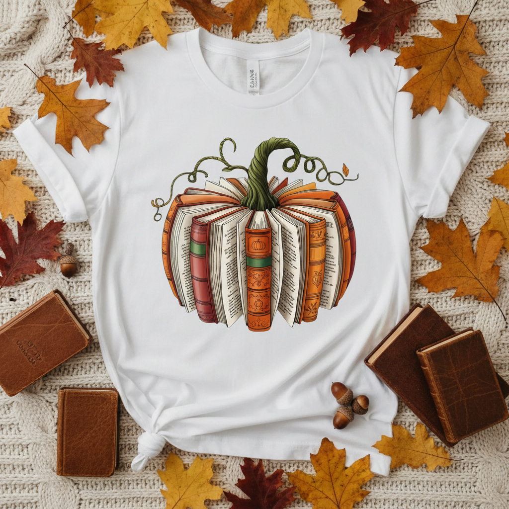 Book Pumpkin T-Shirt Mockup
