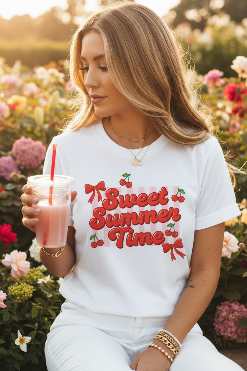 Modelo sentada con vaso, pulseras y cadenas - cuello para abajo