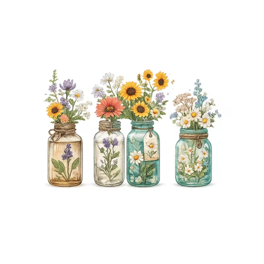 WILDFLOWER MASON JARS - DTF TRANSFER