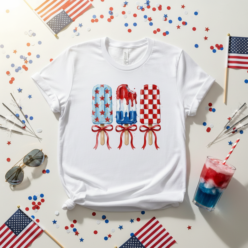 Patriotic Popsicles flat lay - 4th of July festive styling