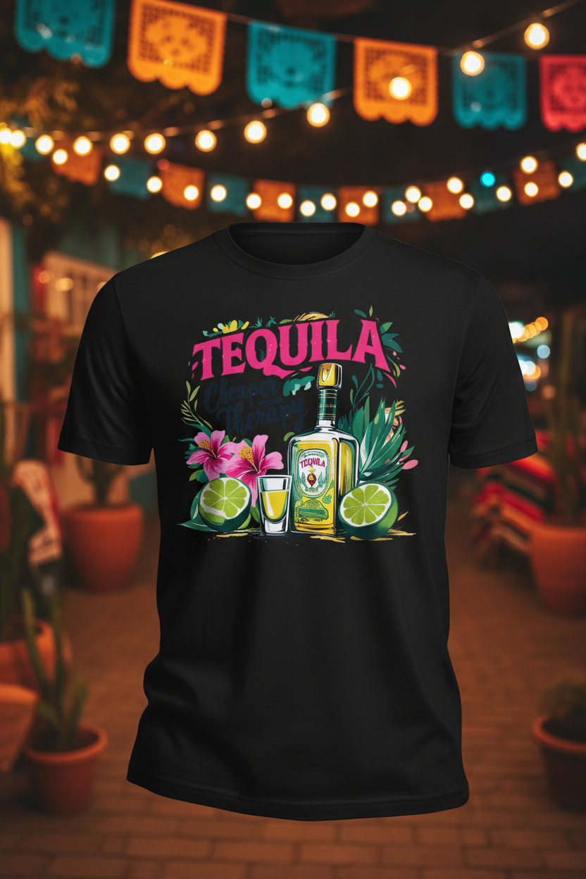 Tequila Cheaper Than Therapy T-Shirt Mockup