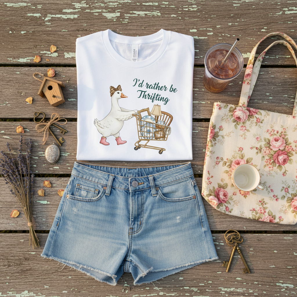 Flat lay vintage con jeans cortos, vaso y bolsa de abuelita
