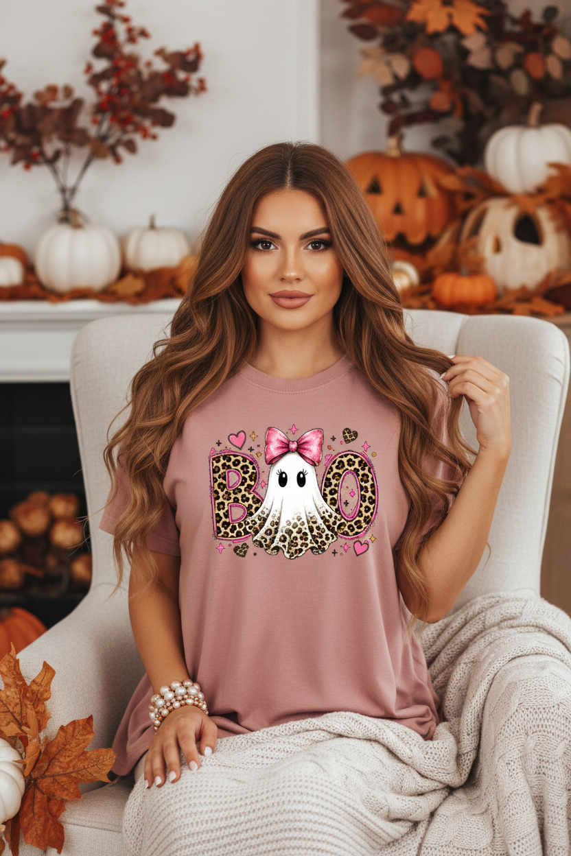 Leopard Ghost BOO T-Shirt Model