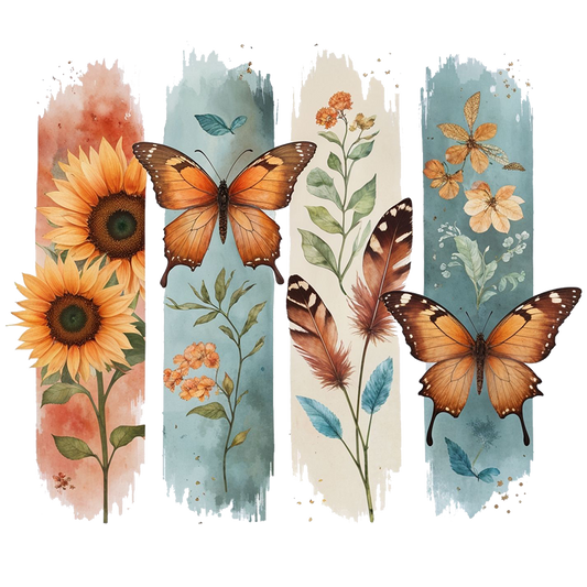 BUTTERFLY SUNFLOWER-CLEAR FILM SCREEN PRINT