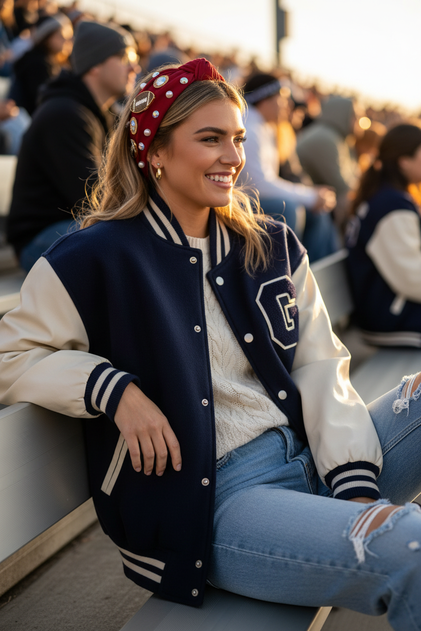Modelo en Estadio con Diadema Vino