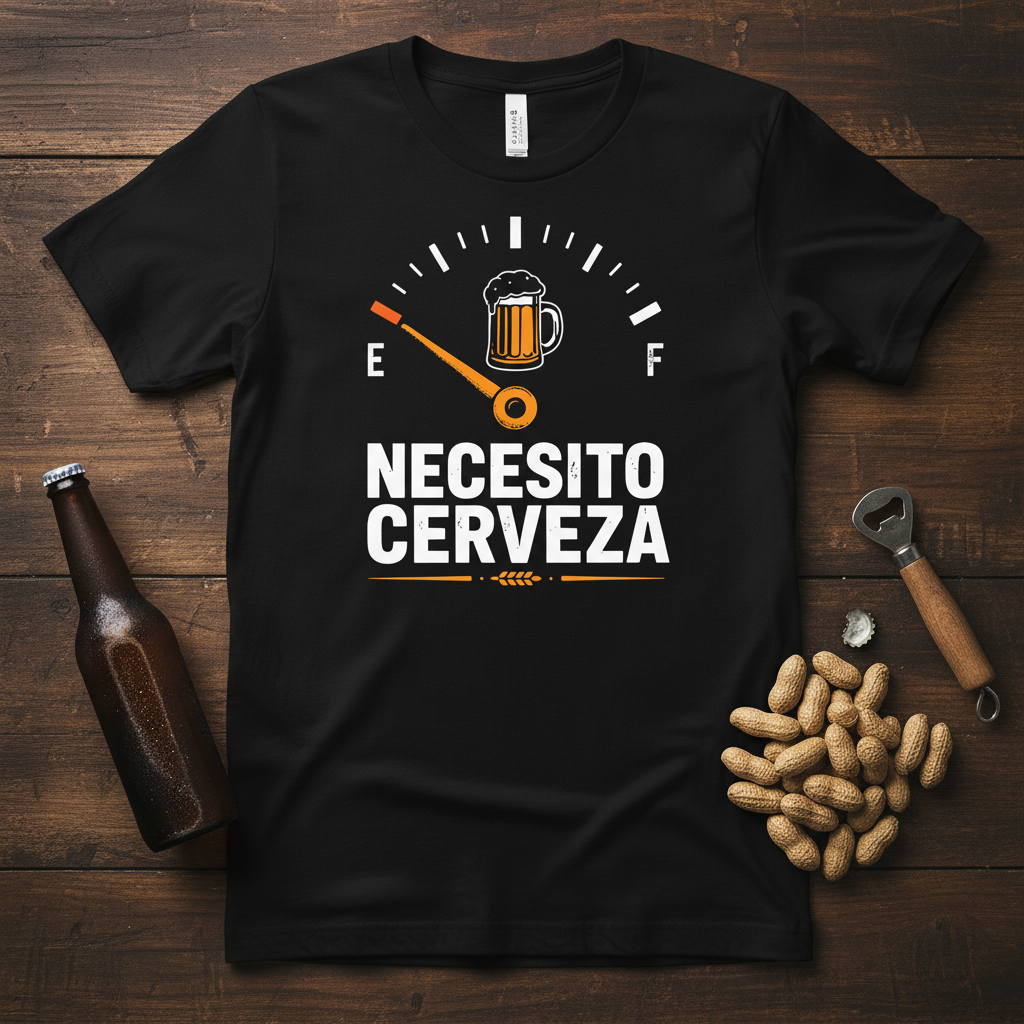 Necesito Cerveza Camiseta Negra