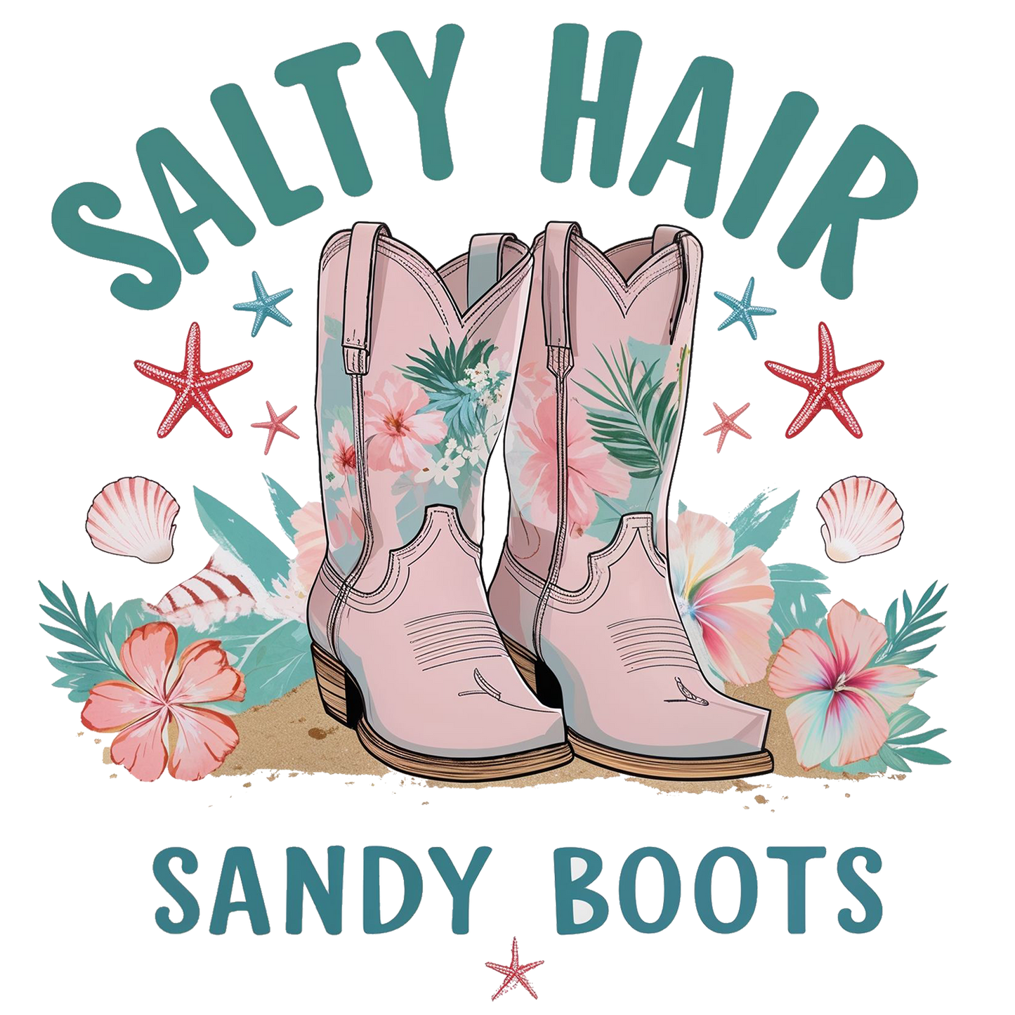 SALTY HAIR SANDY BOOTS-CLEAR FILM SCREEN PRINT