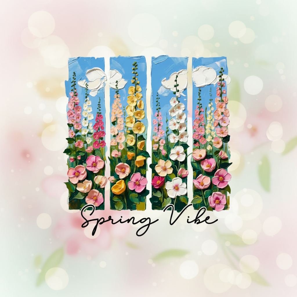 Spring Vibe DTF con fondo primaveral