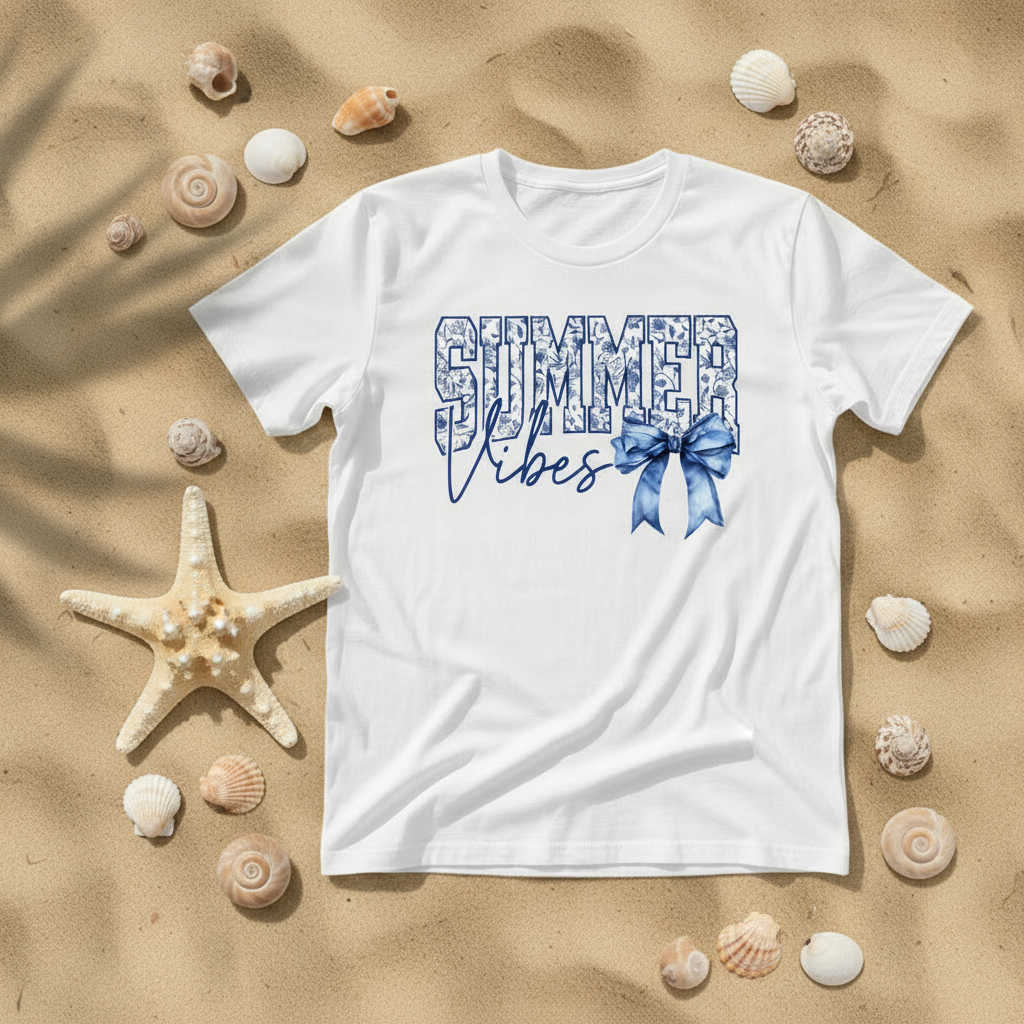 Summer Vibes T-Shirt Beach Flatlay
